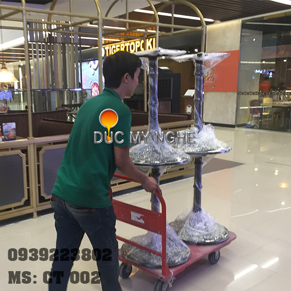 Bàn cafe đế tròn trơn tầng gang đúc CT 002